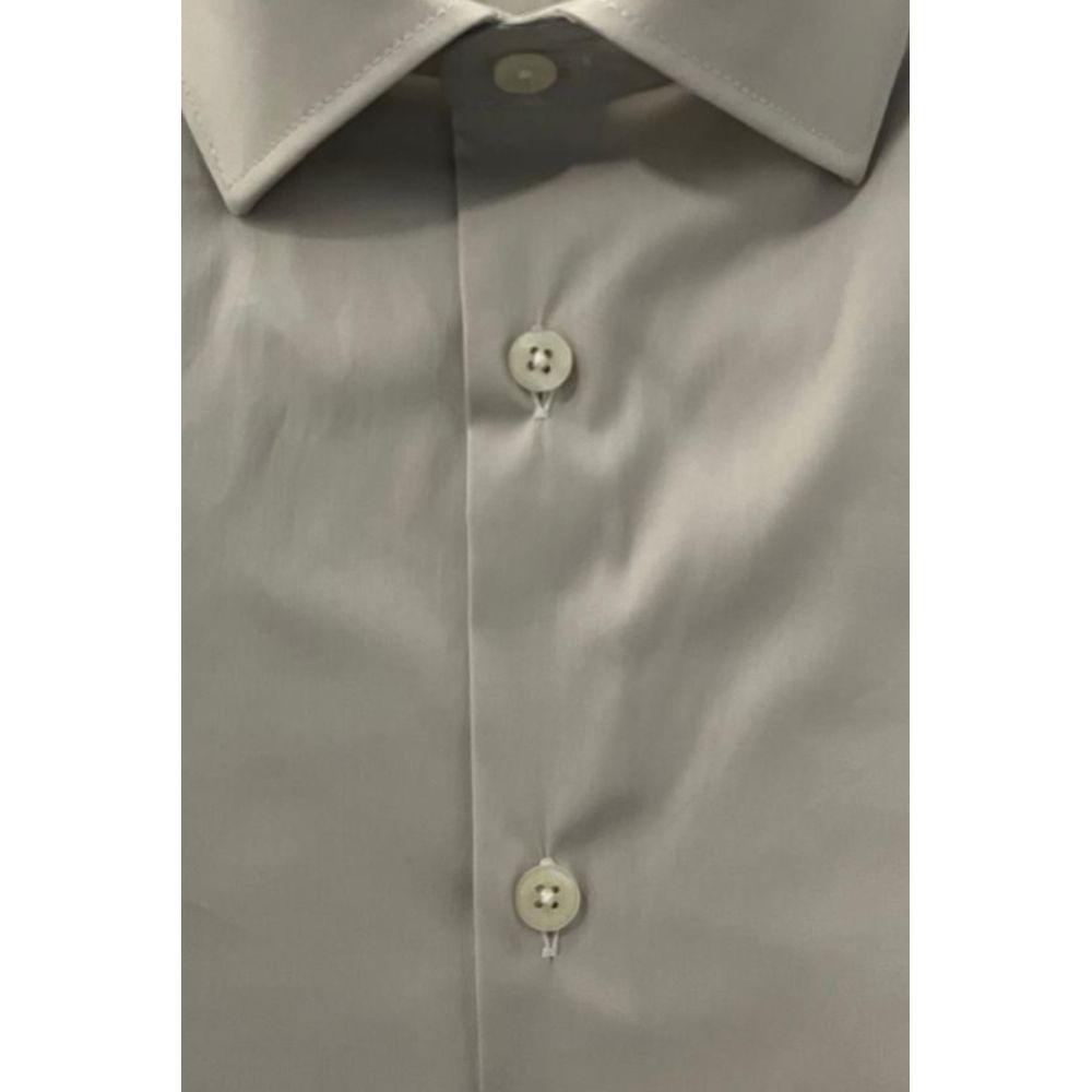 Beige Cotton Men Shirt