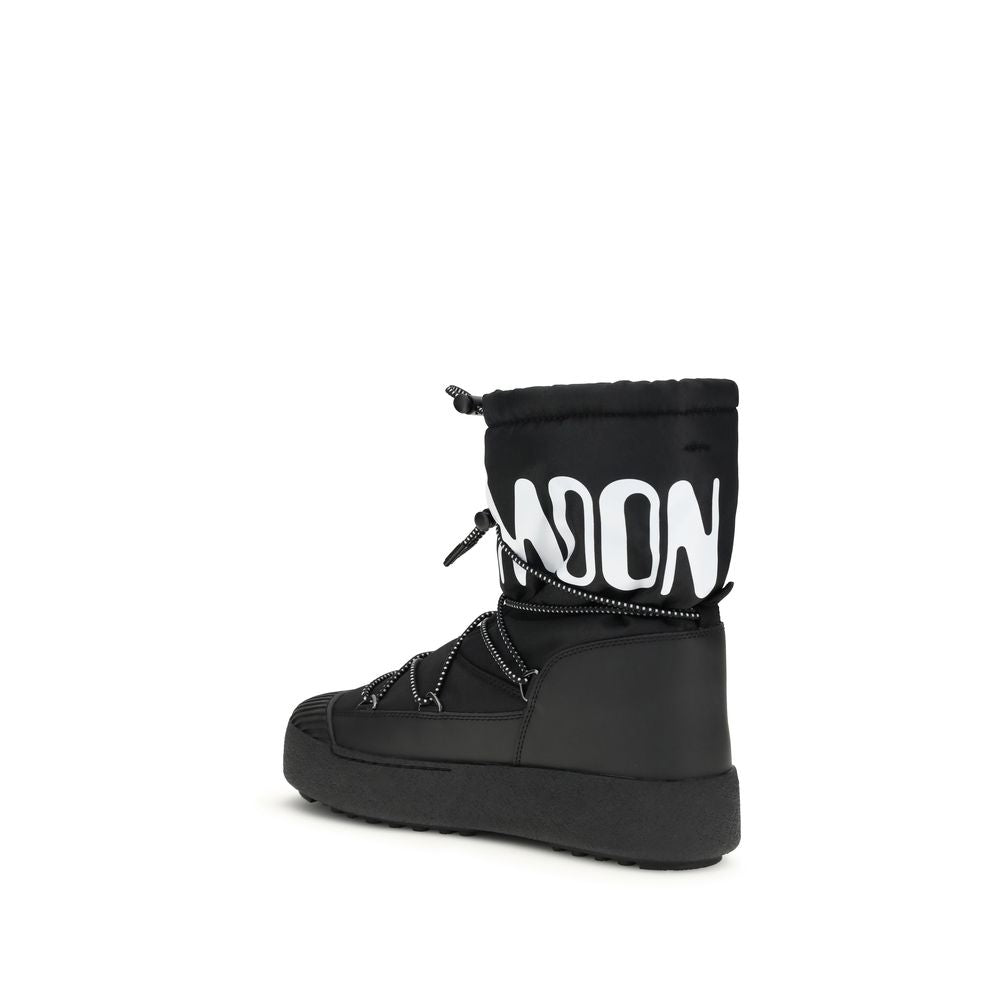 Black Nylon Lace-Up Boots