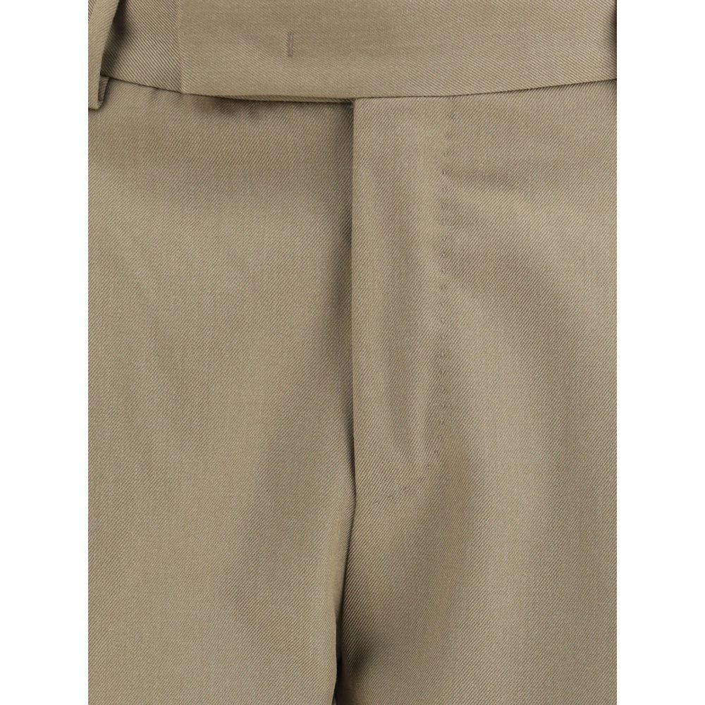 Green Fleece Wool Dress Pants
