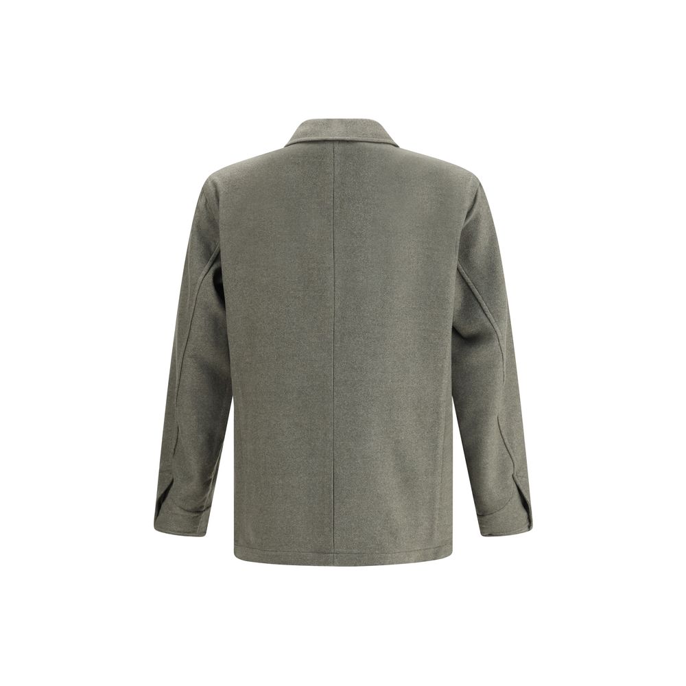 Green Fleece Wool Coat