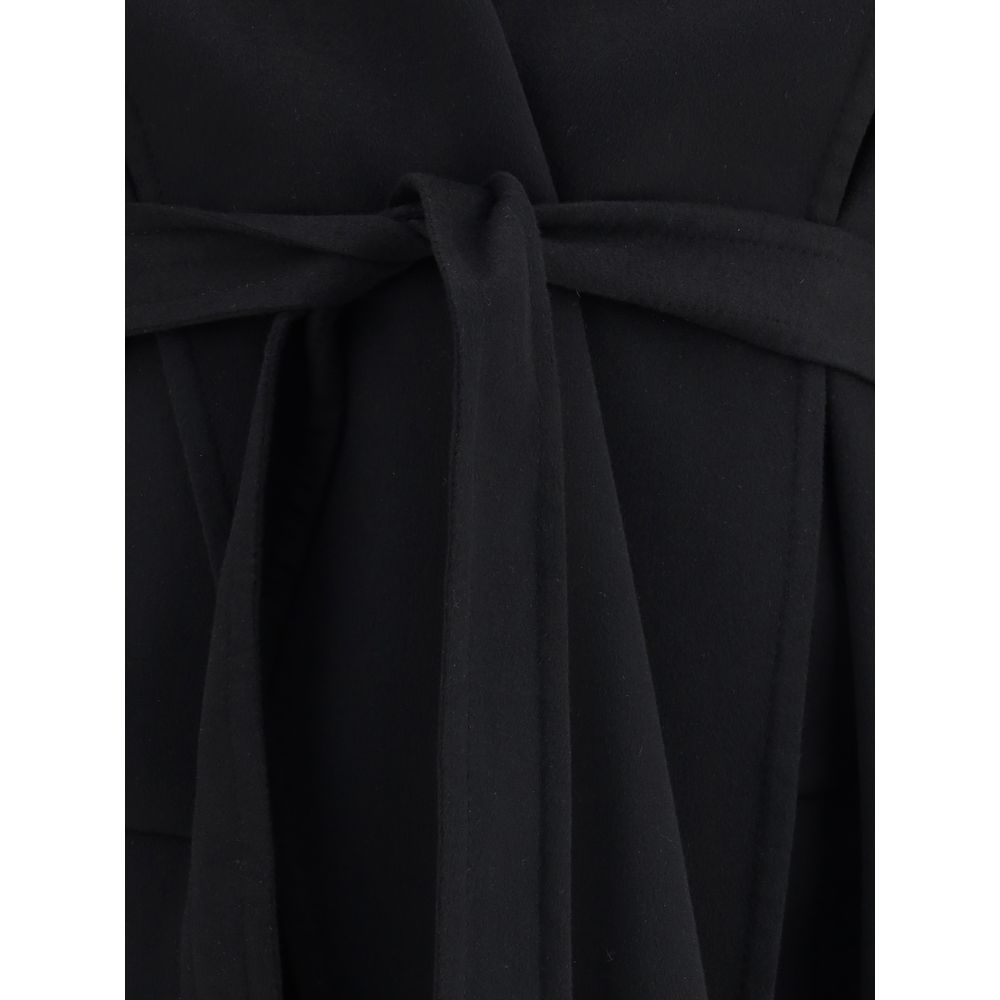 Black Fleece Wool Coat