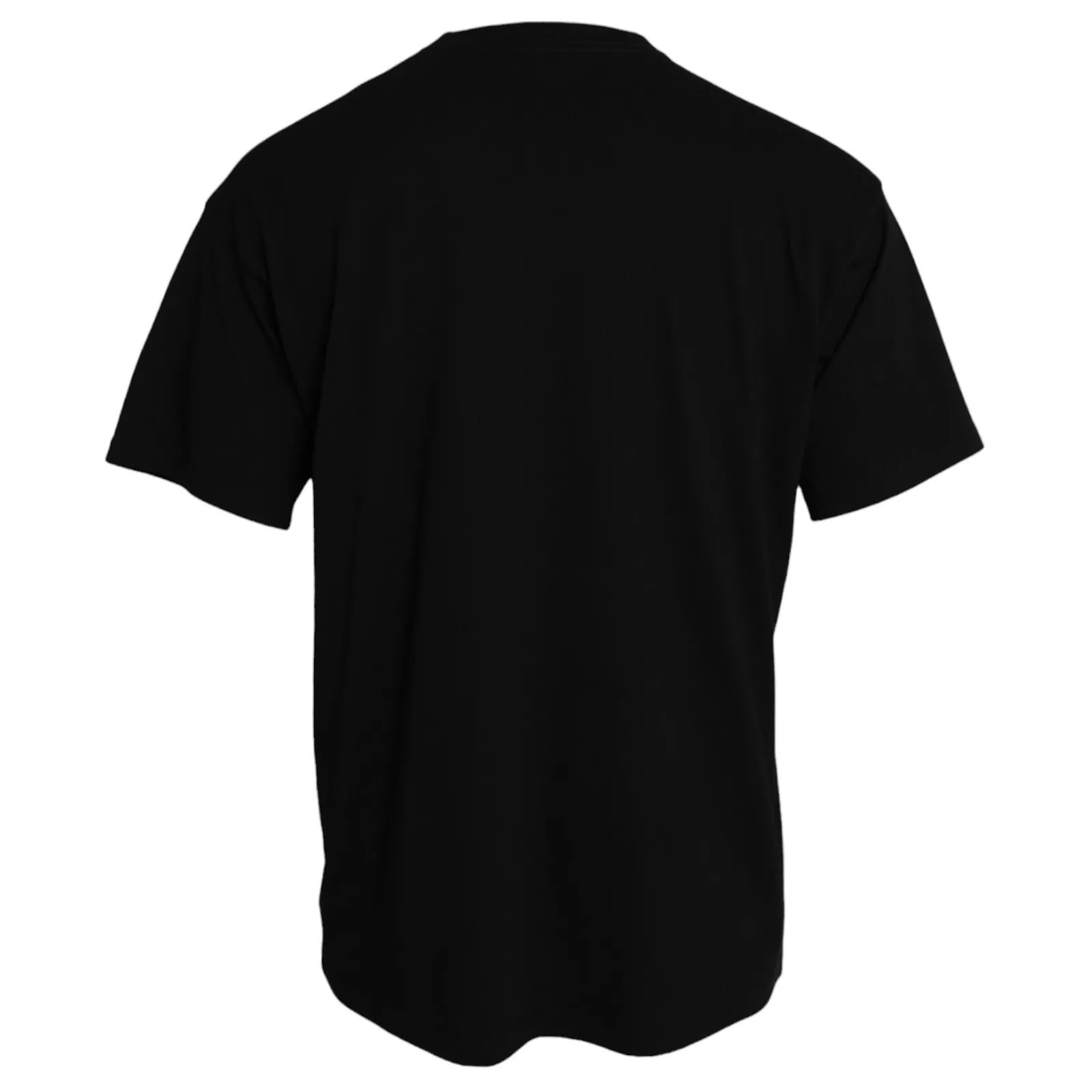 Black Cotton Logo Print Crew Neck Short Sleeves T-shirt