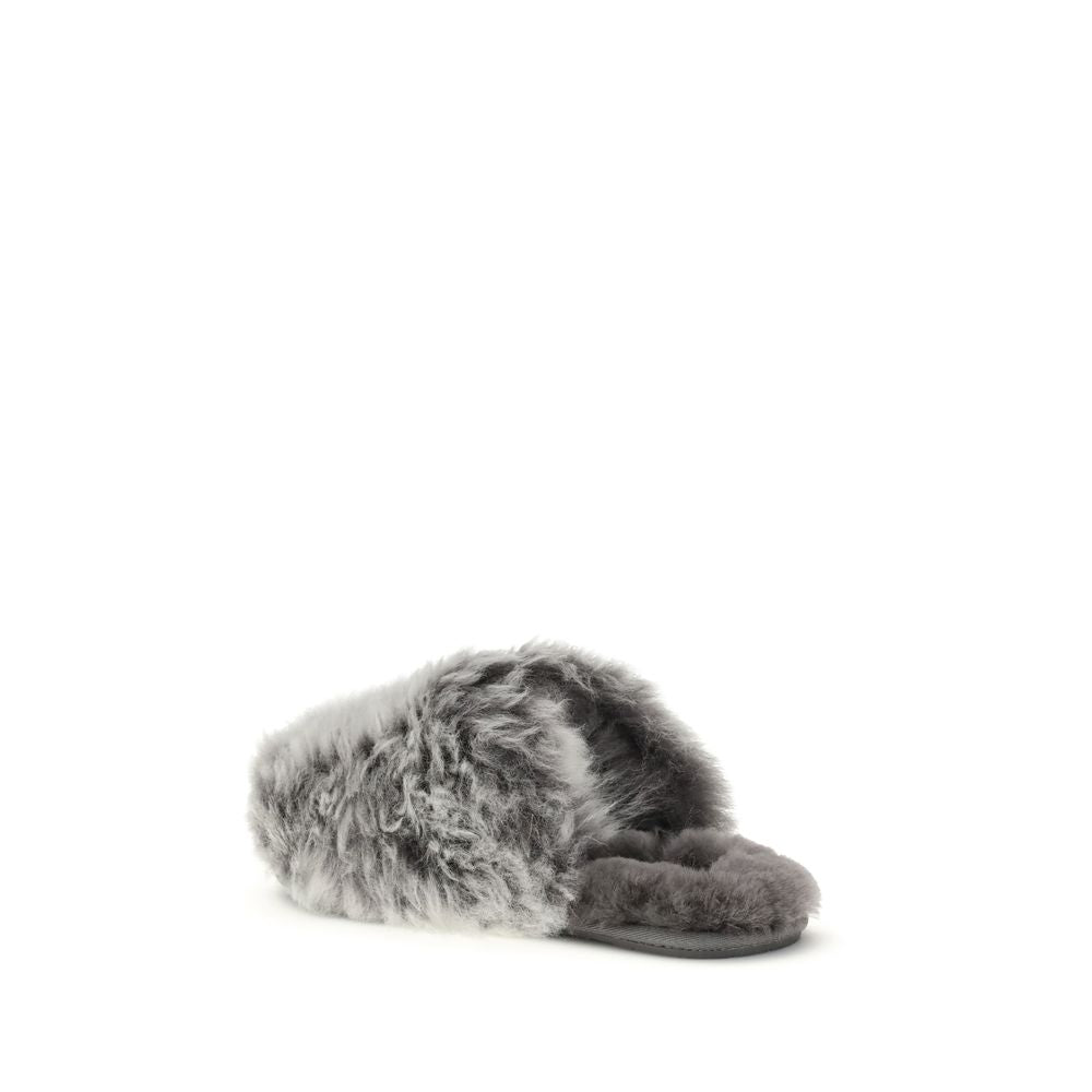 Gray Leather Slippers
