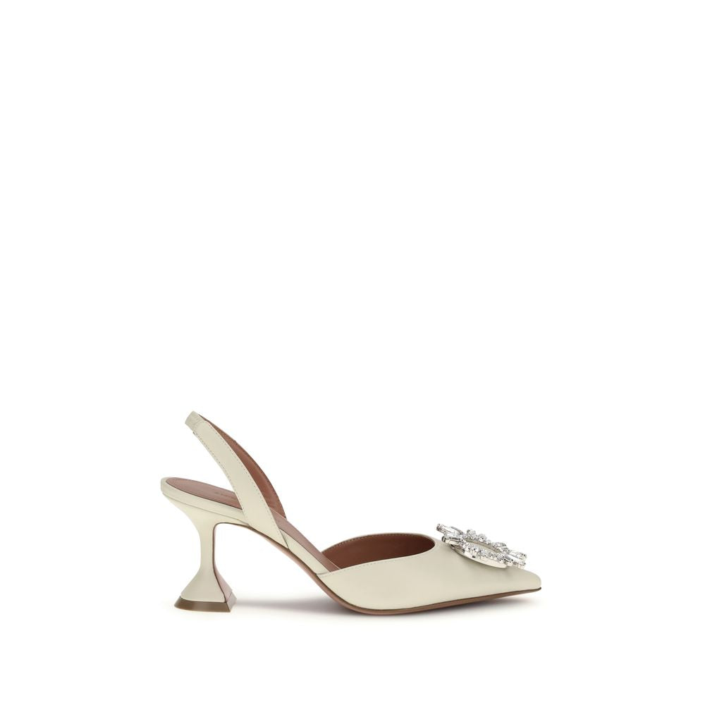 White Calf Leather Bos Taurus High Heel Pumps