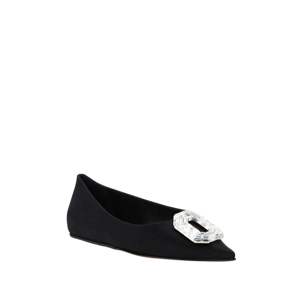 Black Silk Ballet Flats