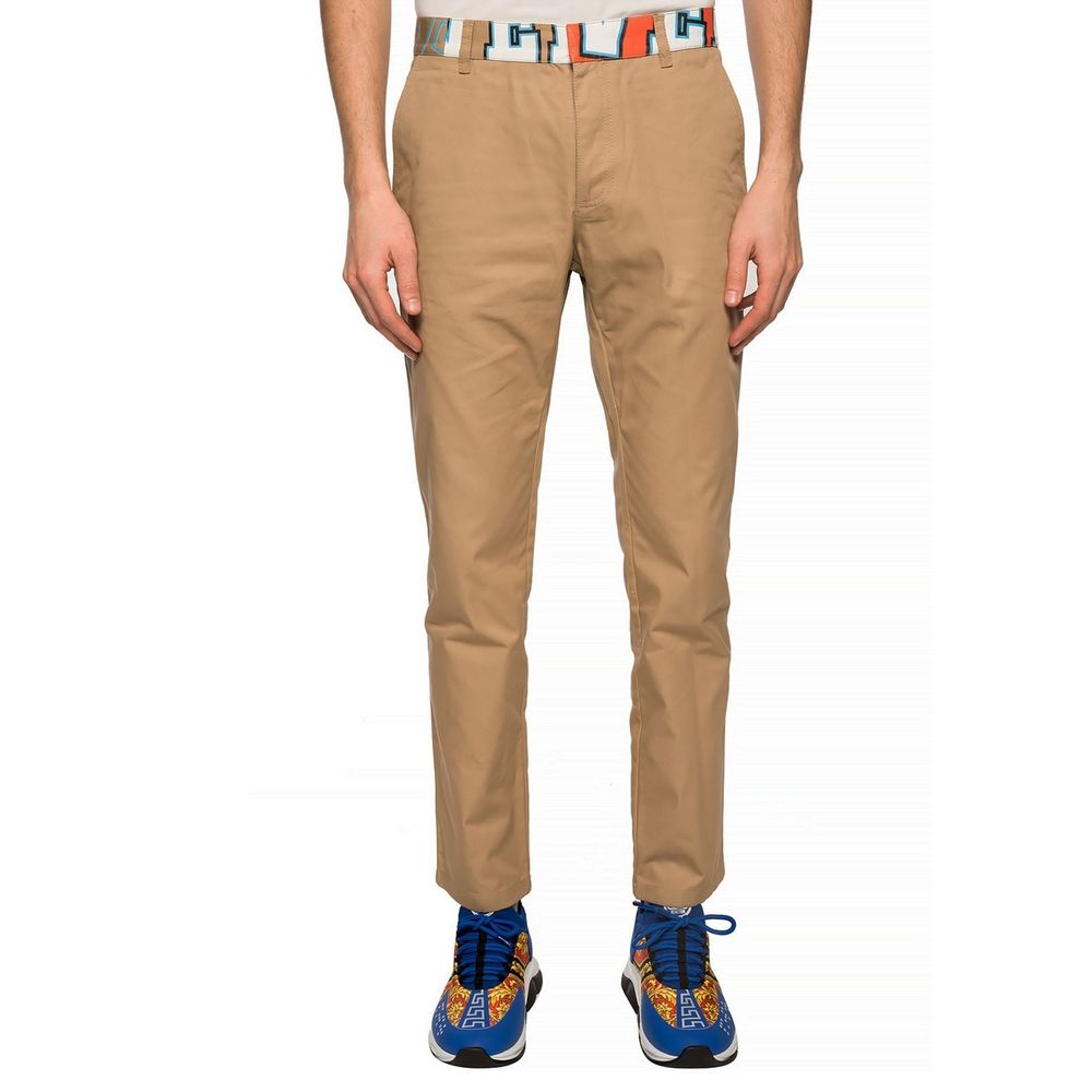 Beige Cotton Chino Pants