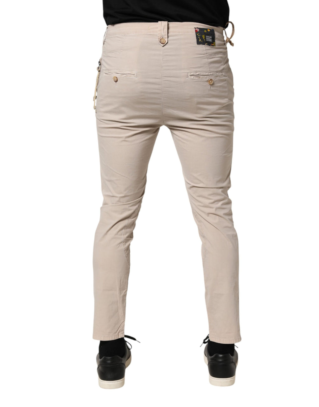 Beige Cotton Stretch Slim Fit Denim Jeans