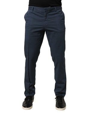 Blue Skinny Fit Mid Waist Men Chino Trouser Pants