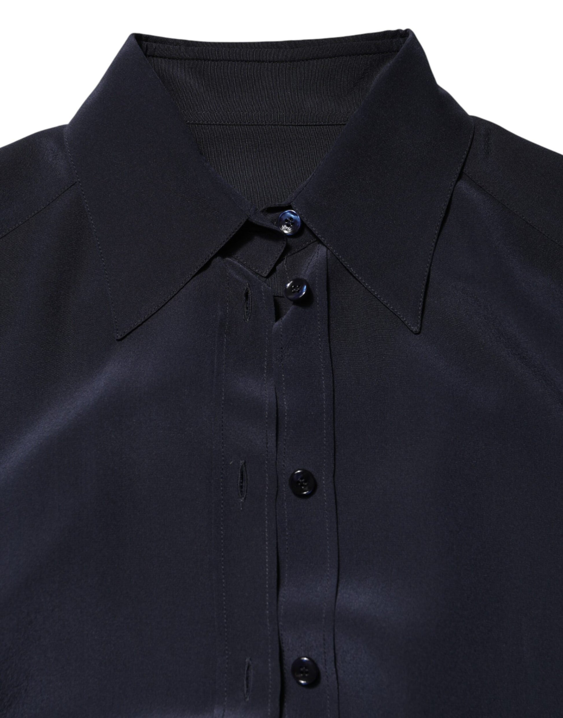 Blue Collared Long Sleeves Dress Shirt Top