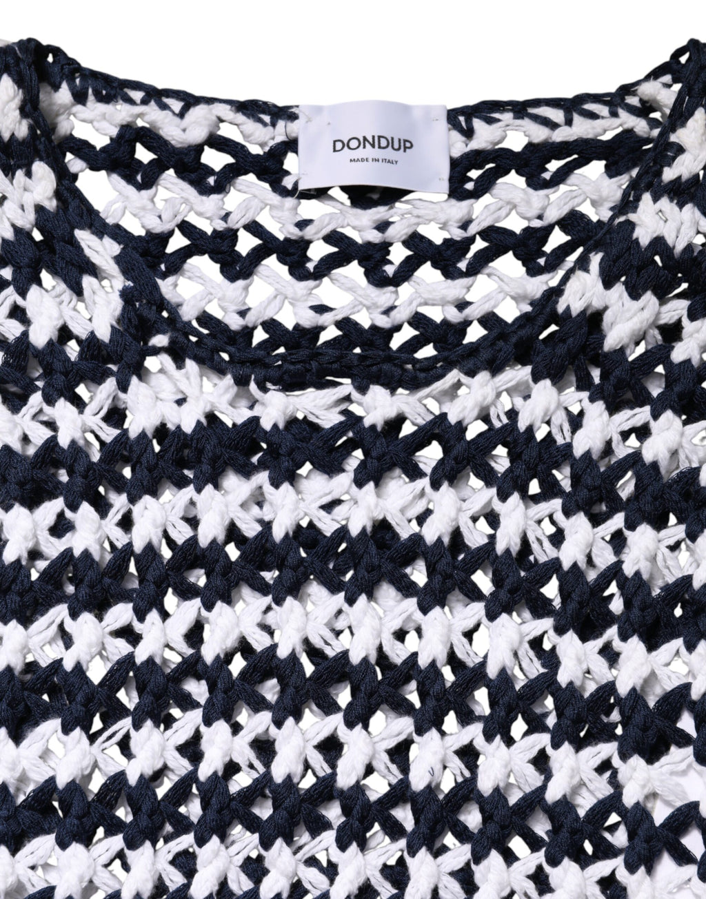 White Black Knitted Round Neck Sleeveless Tank Top