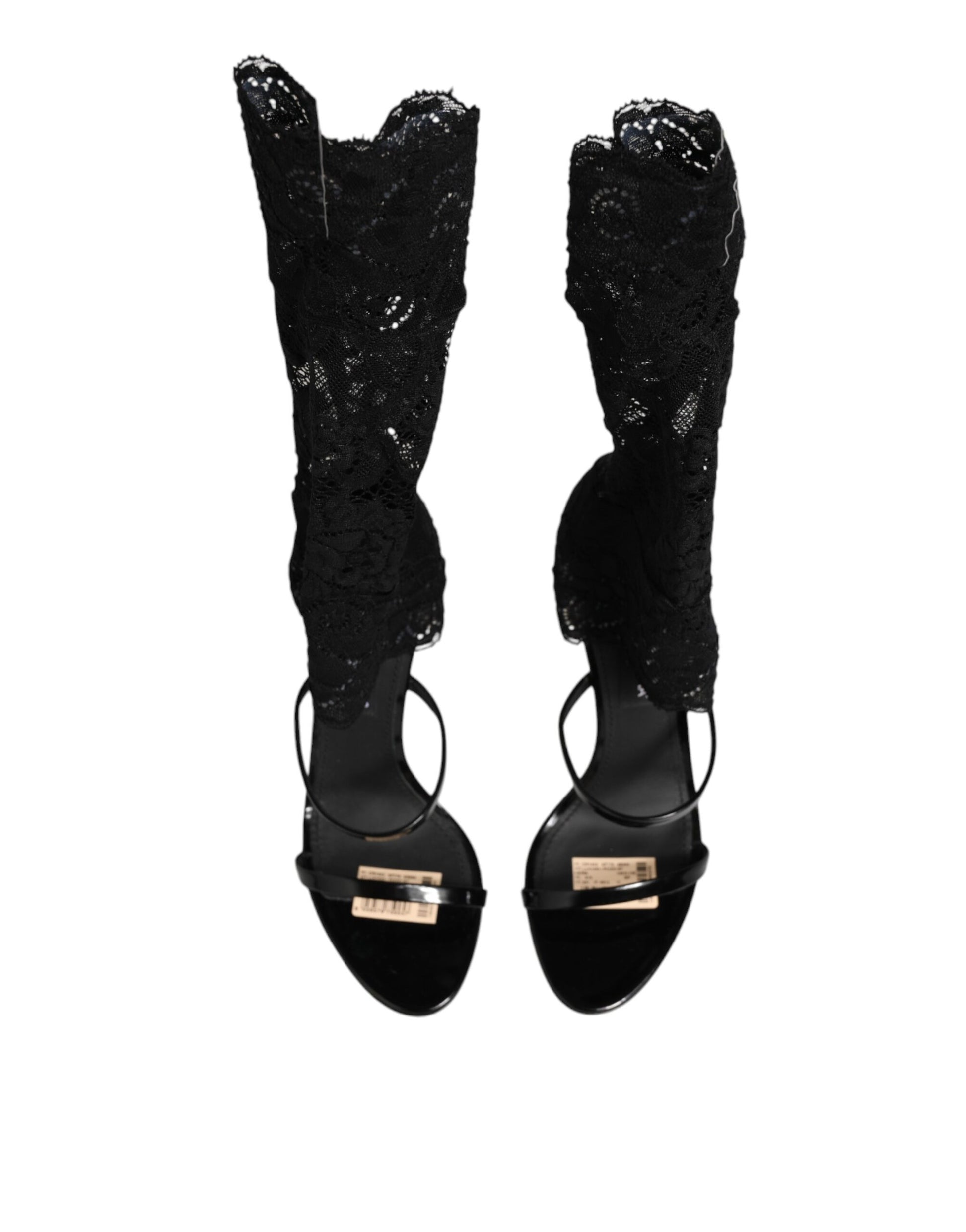 Black Floral Lace Heels SANDALS Shoes