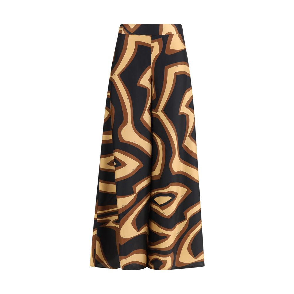 Multicolor Silk Casual Pants