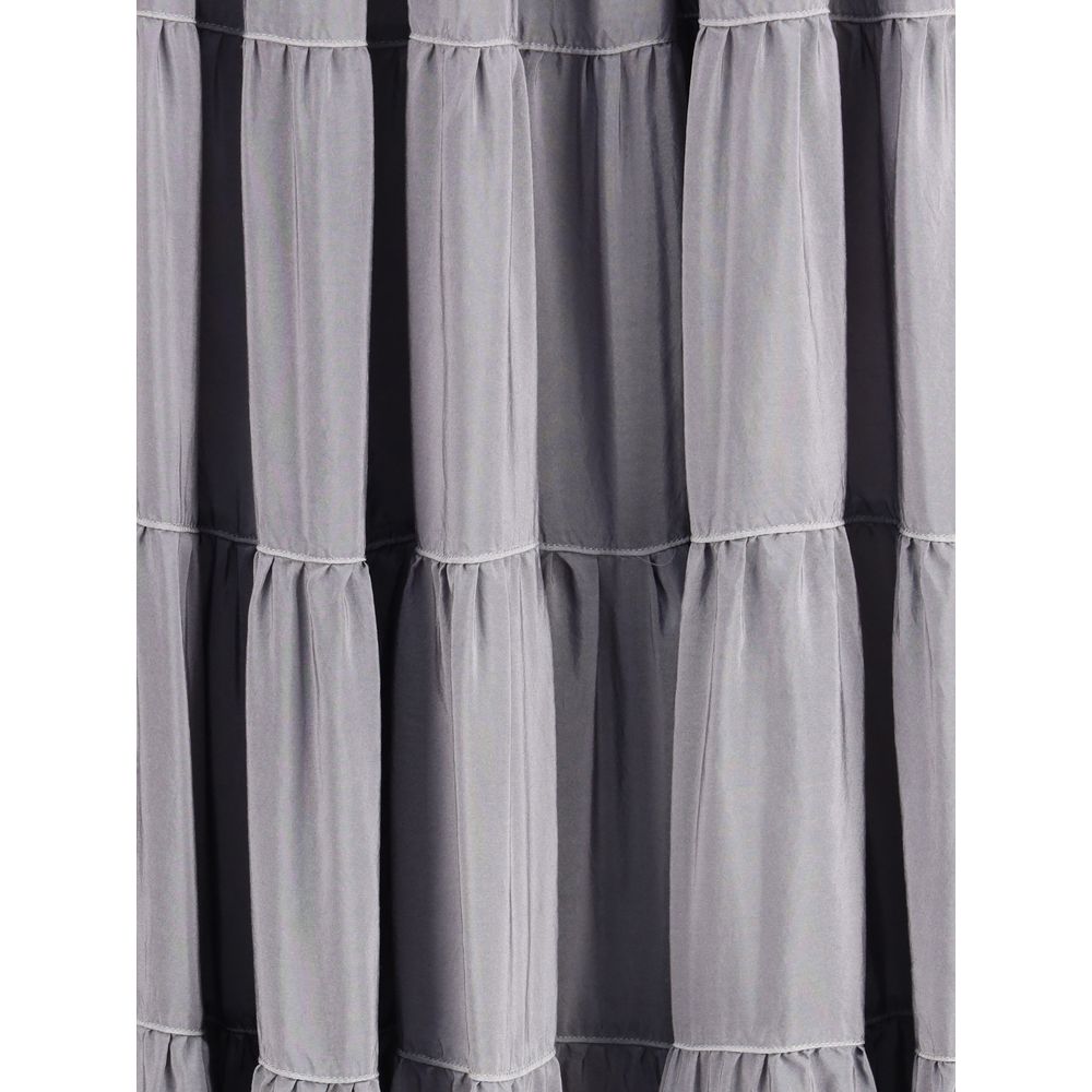 Gray Silk Long Skirt