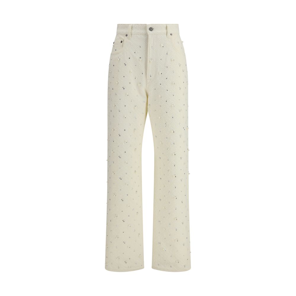 White Cotton Straight-Leg Jeans