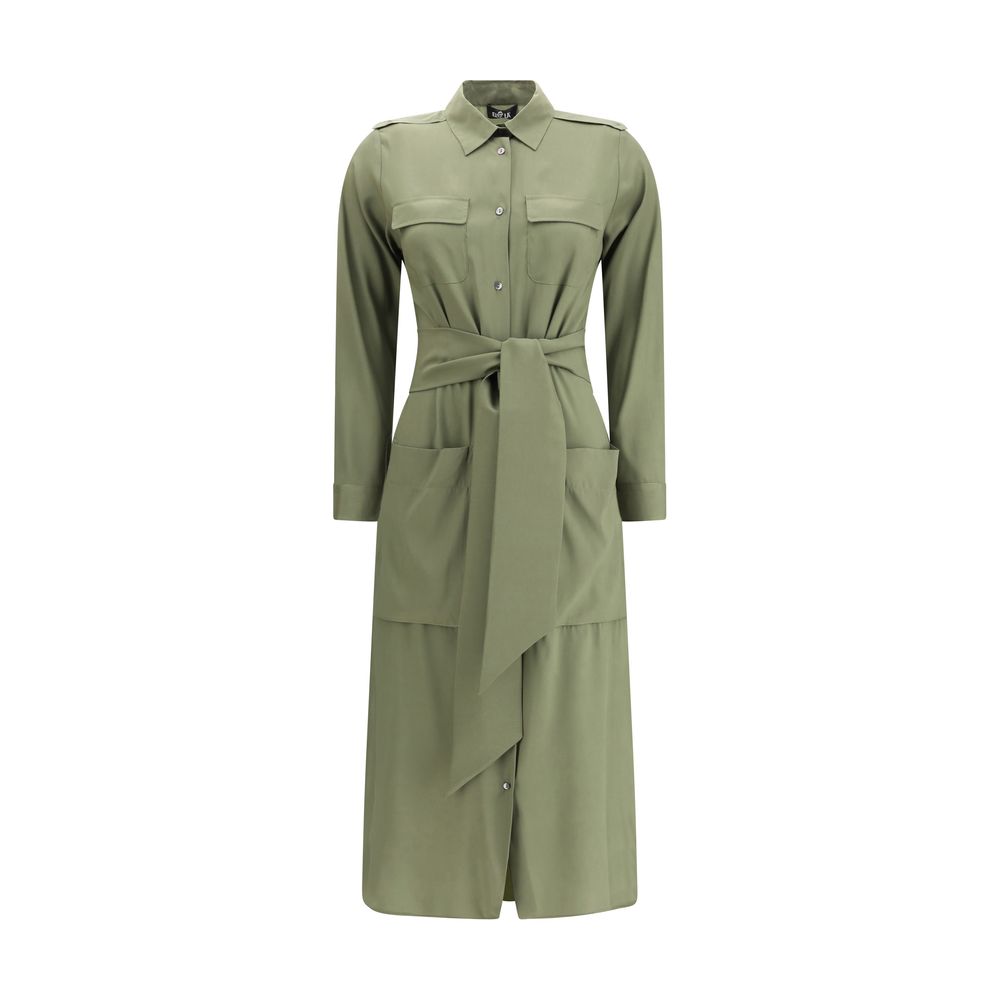Green Silk Casual Dress