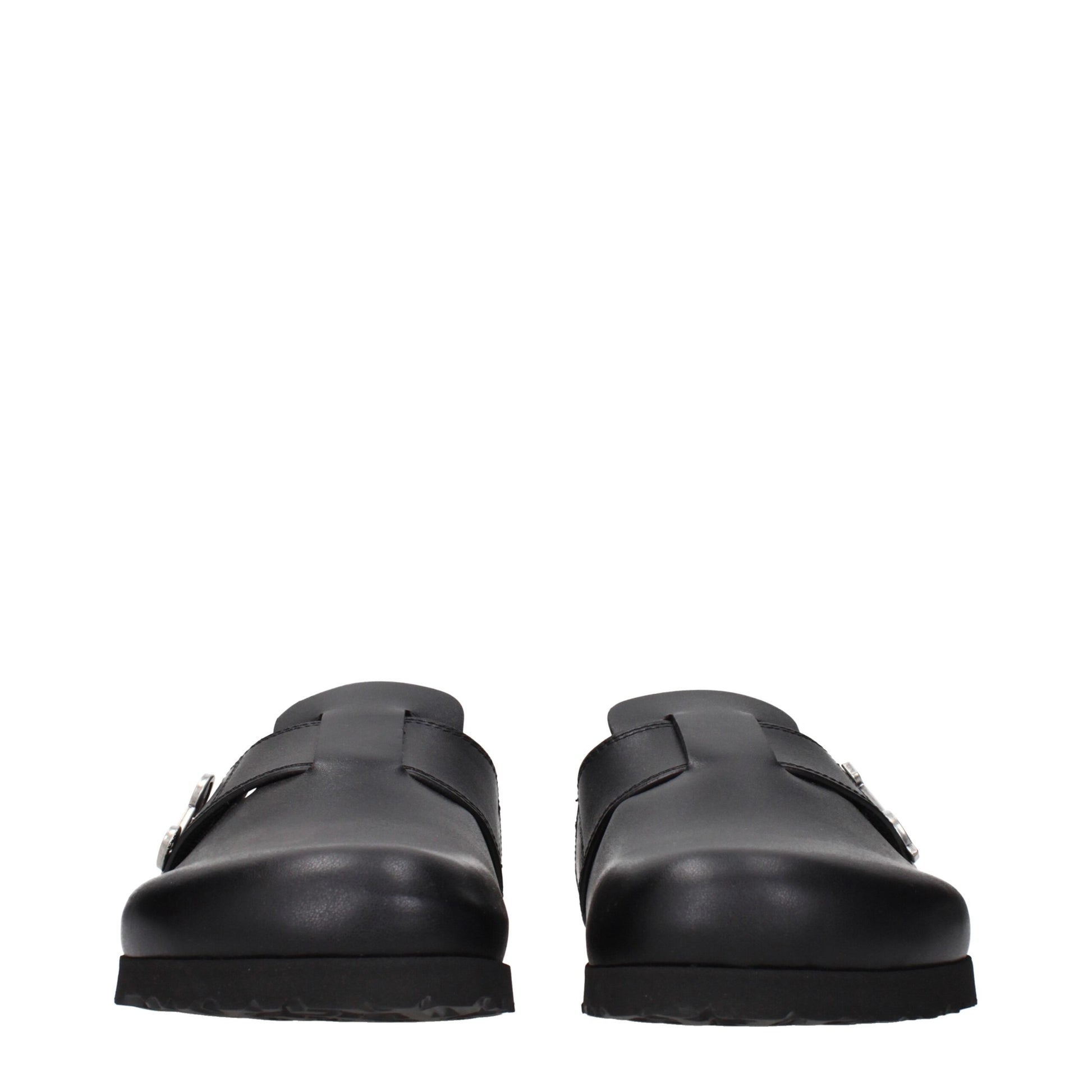Black Leather Slippers