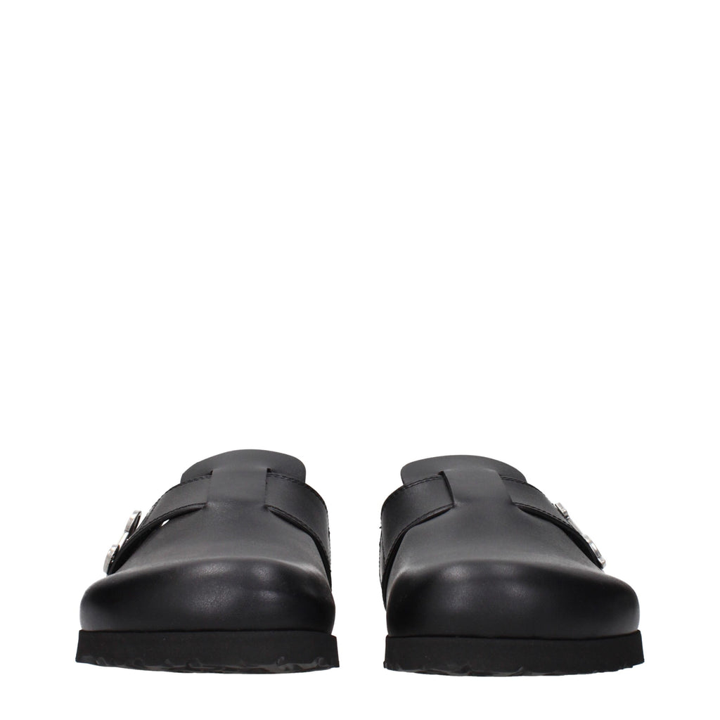 Black Leather Slippers