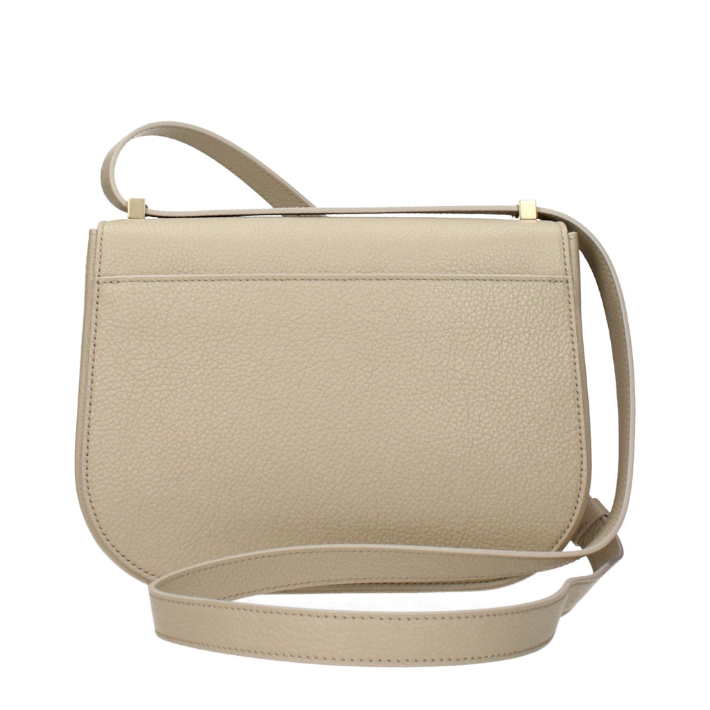 Gray Leather Crossbody Bag