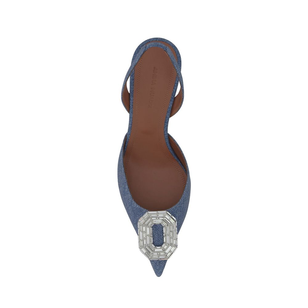 Blue Nubuc Leather High Heel Pumps