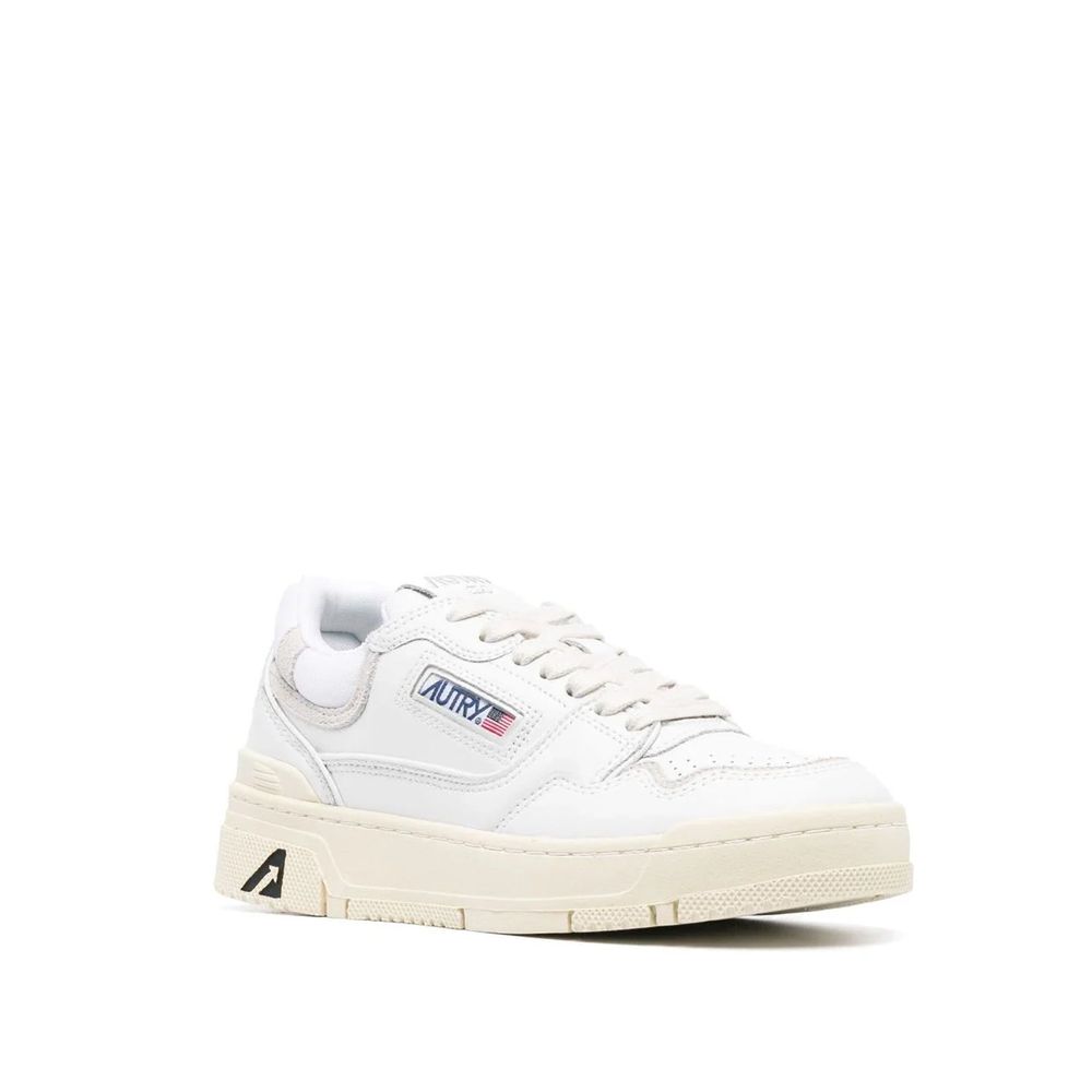 White Leather Low Top Sneakers