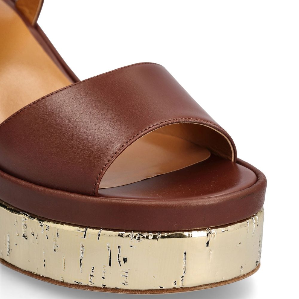 Brown Calfskin Platform Sandals