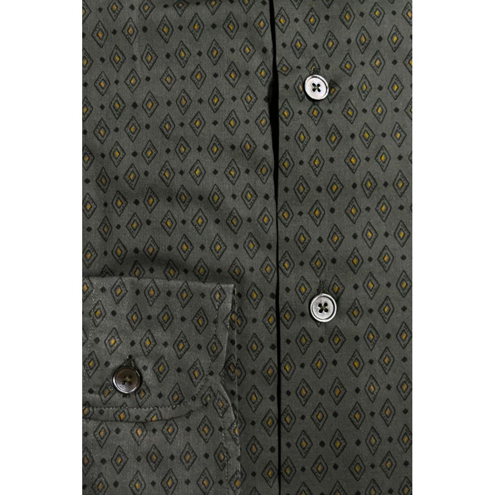 Green Cotton Men Shirt