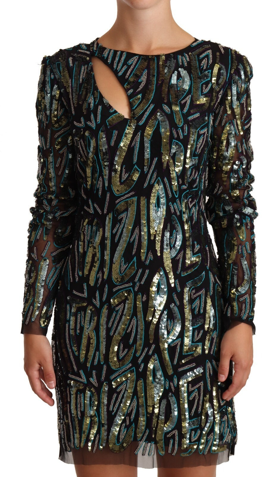 Sheath Multicolor Sequin Long Sleeves Mini Dress