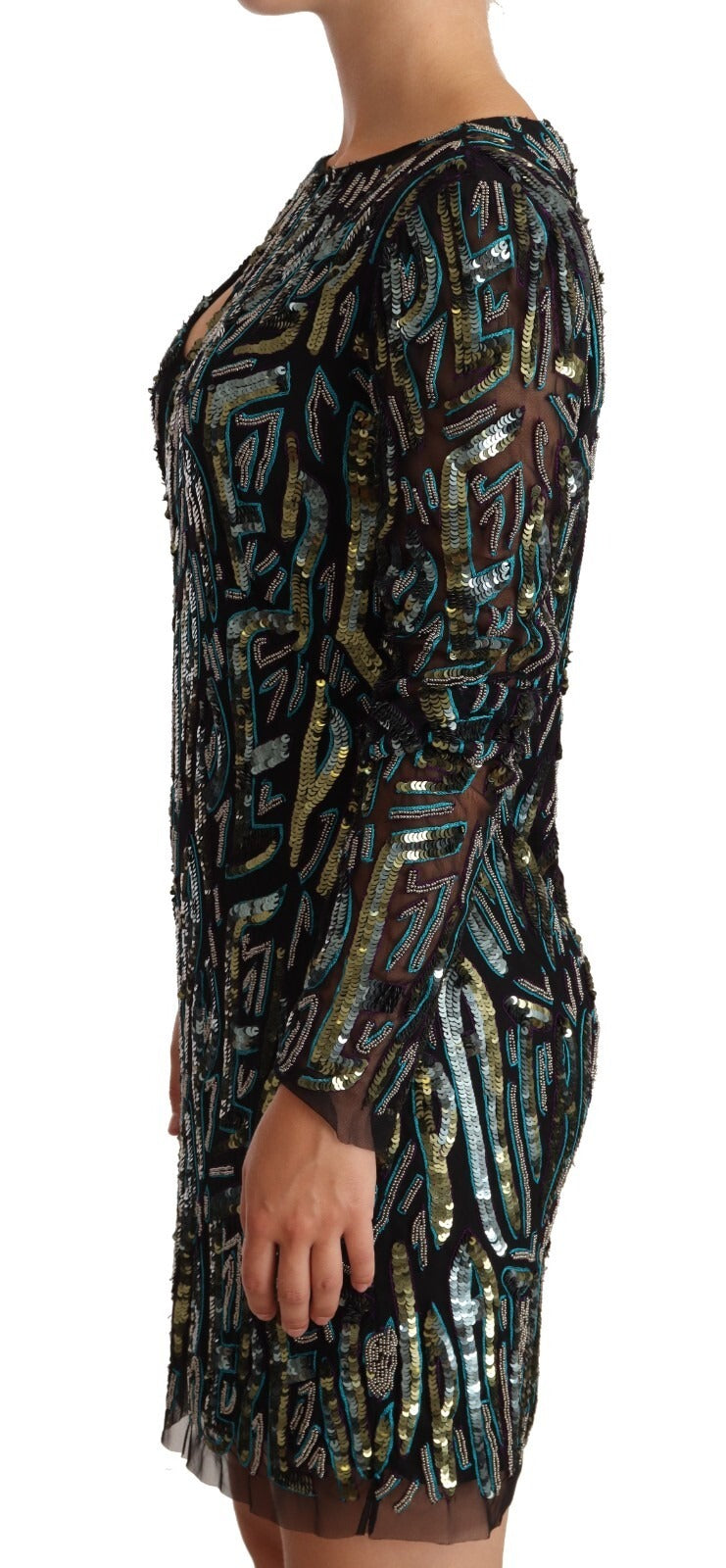 Sheath Multicolor Sequin Long Sleeves Mini Dress