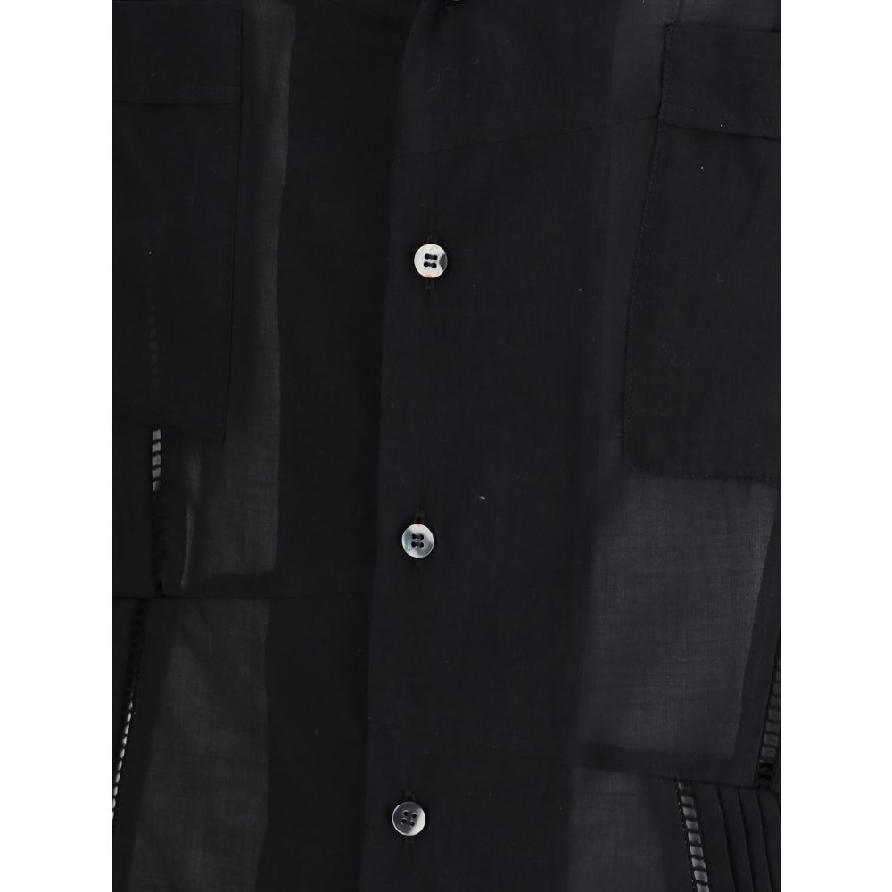 Black Cotton Shortsleeve Shirt