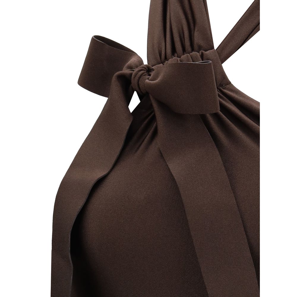 Brown Polyamide One-Piece Swimsuit