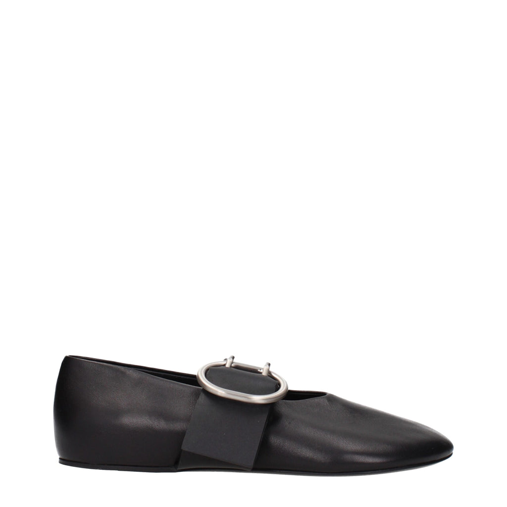 Black Leather Ballet Flats