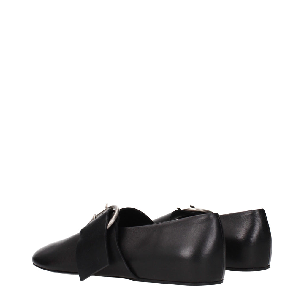 Black Leather Ballet Flats