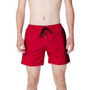 Red Polyester Swim Shorts