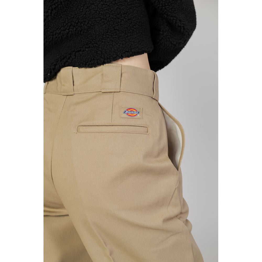 Beige Cotton Casual Pants