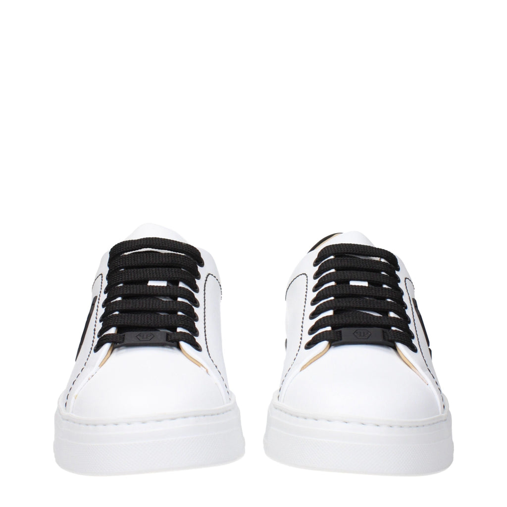 White Leather Low Top Sneakers