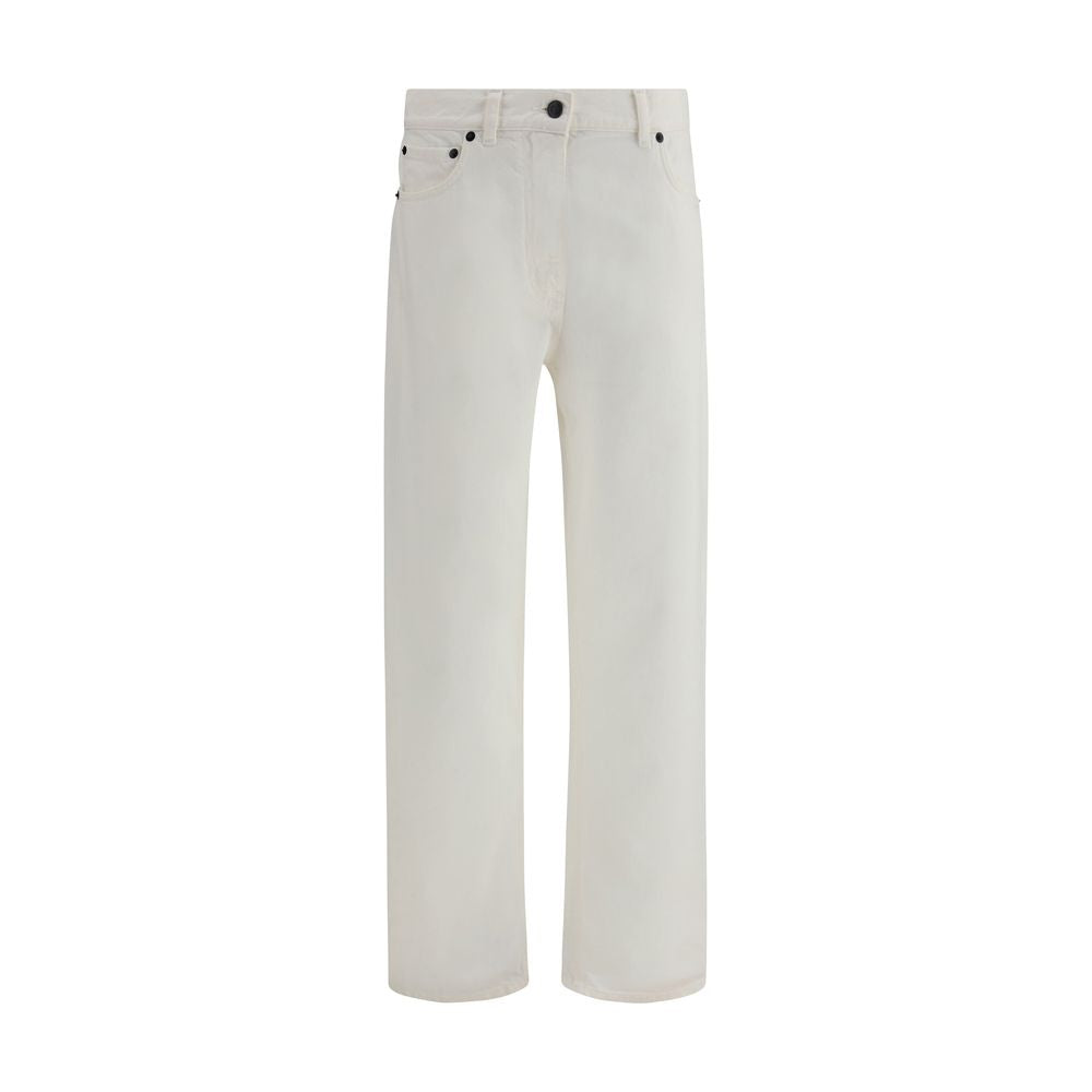 White Cotton Straight-Leg Jeans