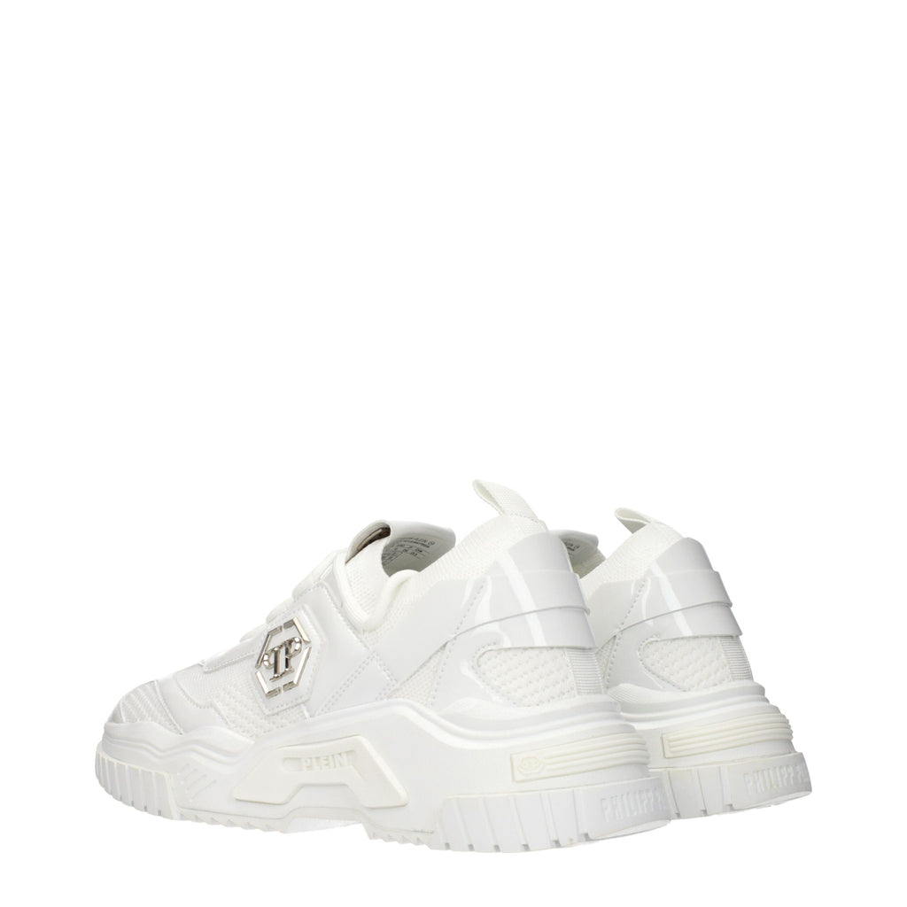 White Fabric Chunky Sneakers