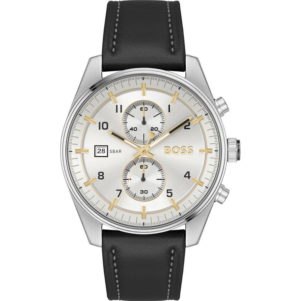 Black Leather Dress Watch