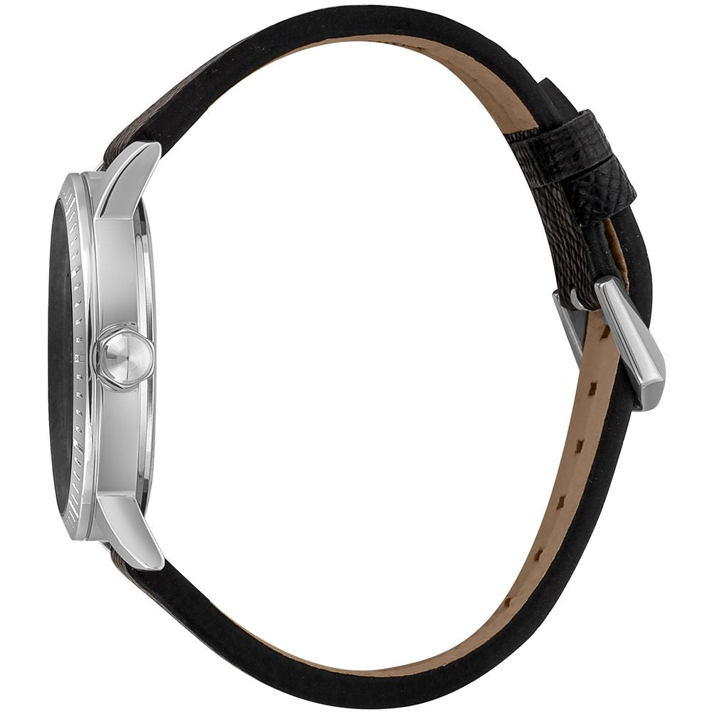 Black Leather Dress Watch