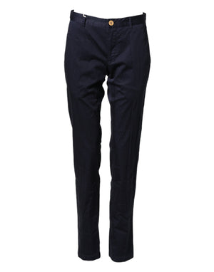 Dark Blue Cotton Skinny Men Trouser Pants