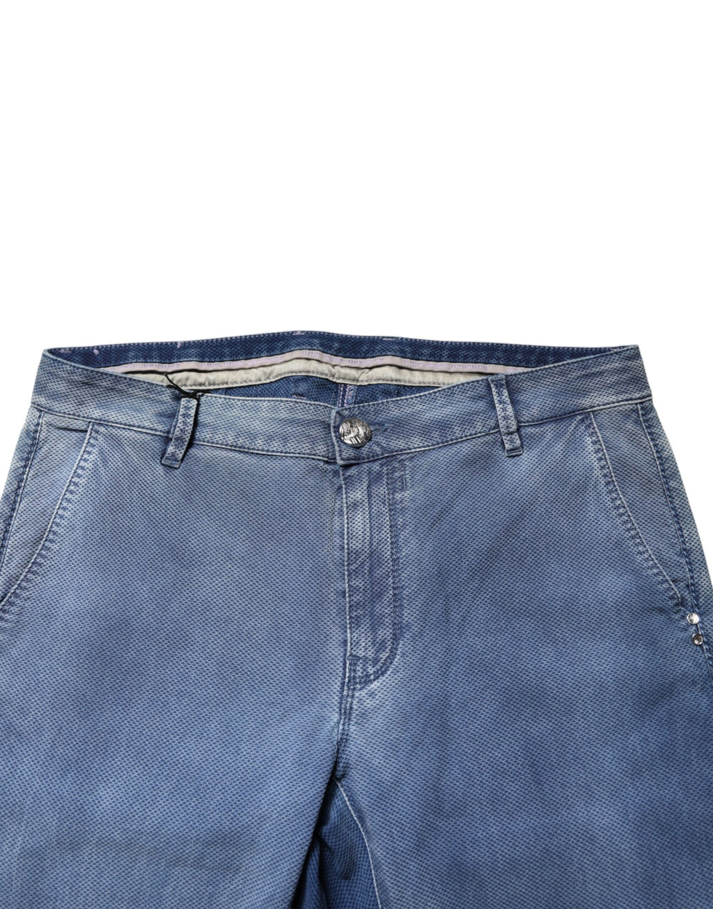 Blue Cotton Stretch Men Chino Trouser Pants