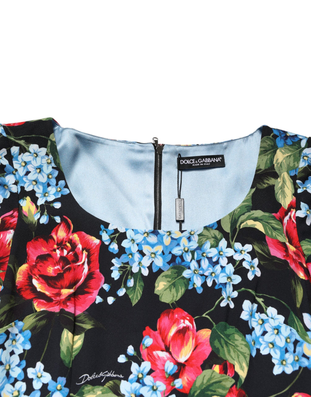 Black Floral Print Viscose Sheath Midi Dress