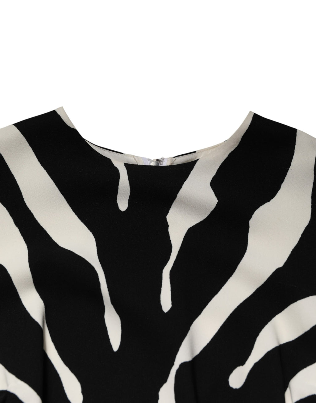 Black White Zebra Viscose Sheath Midi Dress
