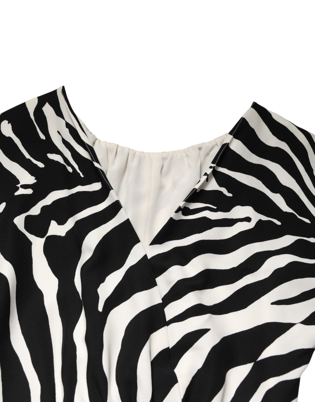 Black White Zebra Silk Sheath Mini Dress
