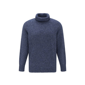 Blue Alpaca Leather Turtleneck