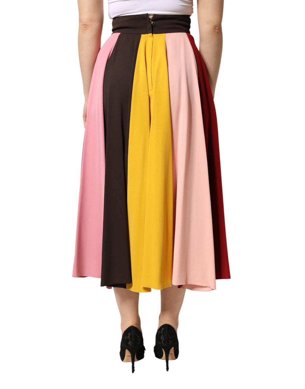 Multicolor Viscose High Waist Midi Skirt