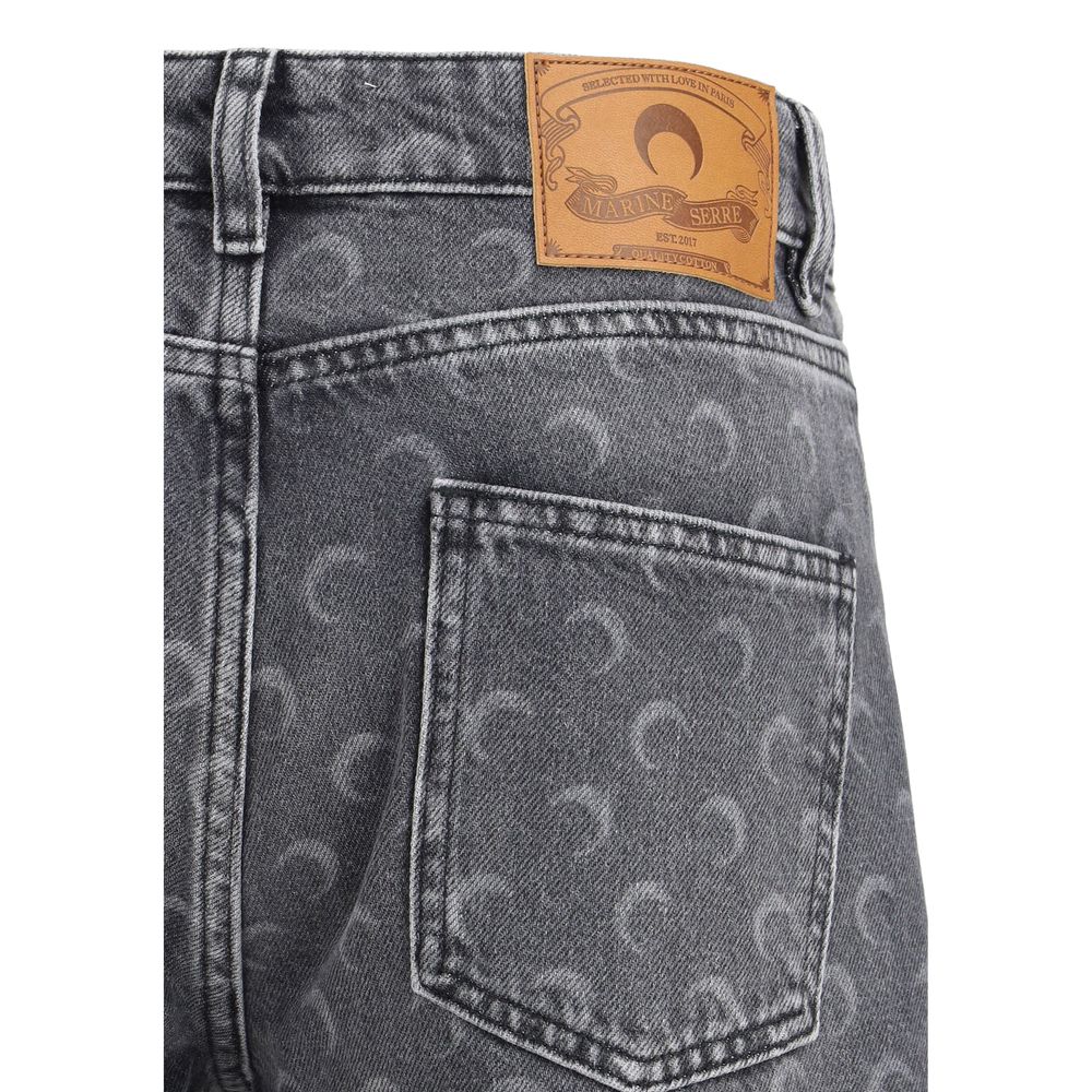 Gray Cotton Straight-Leg Jeans