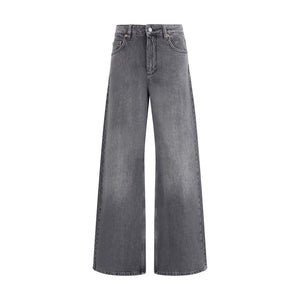 Gray Cotton Flared Jeans