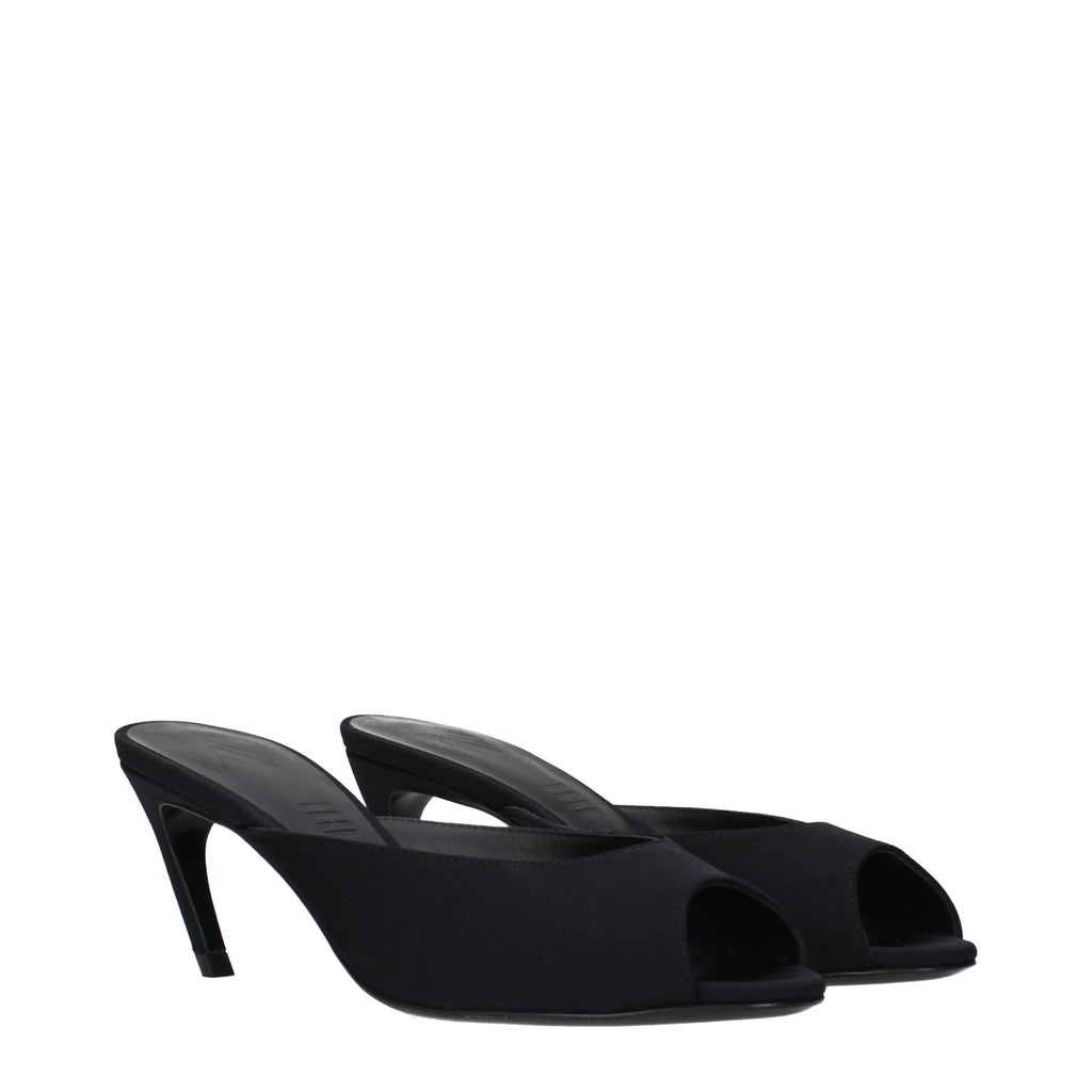 Black Fabric Flat Sandals