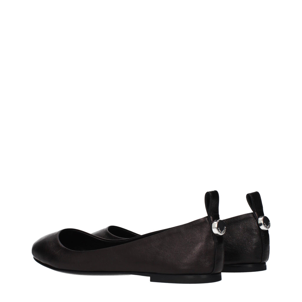 Black Leather Ballet Flats